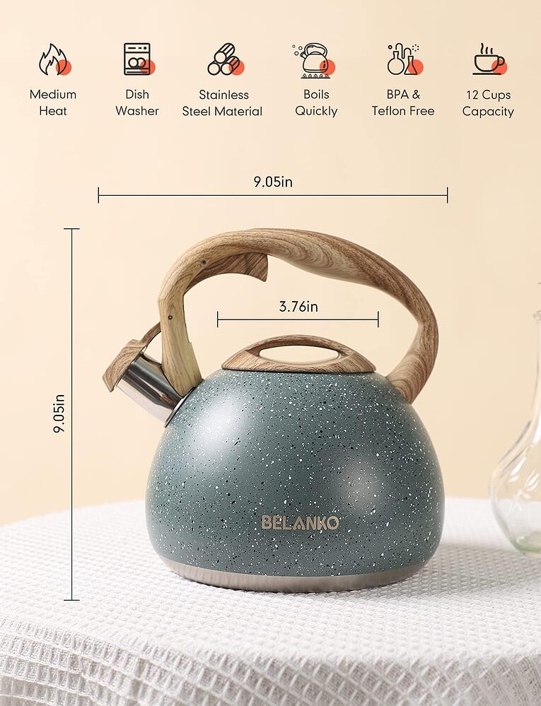 BELANKO 2.7 Quart Tea Kettle for Stovetops $15.30(Origianl $30.59) + Free shipping